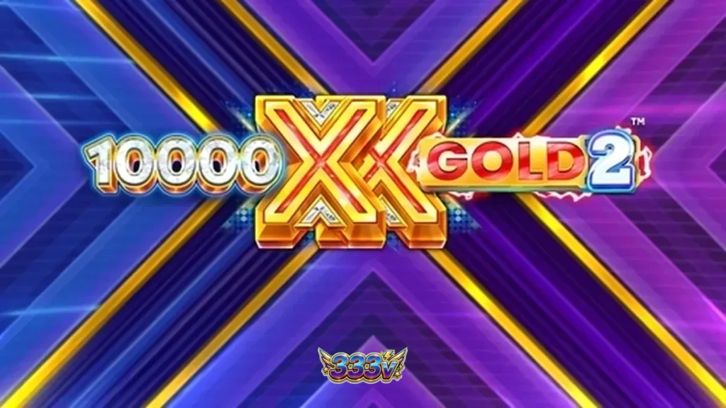 Tampilan antarmuka permainan slot 10,000 X Gold 2 dengan simbol emas dan mekanika gulungan yang khas.