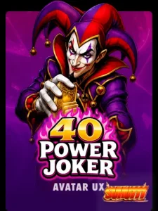 Tampilan visual slot 40 Power Joker dengan nuansa neon dan simbol buah klasik